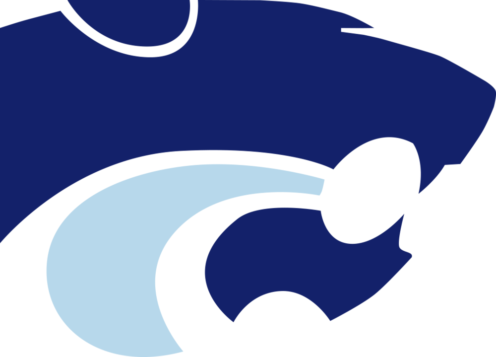 Blue and white Depew wildcat logo